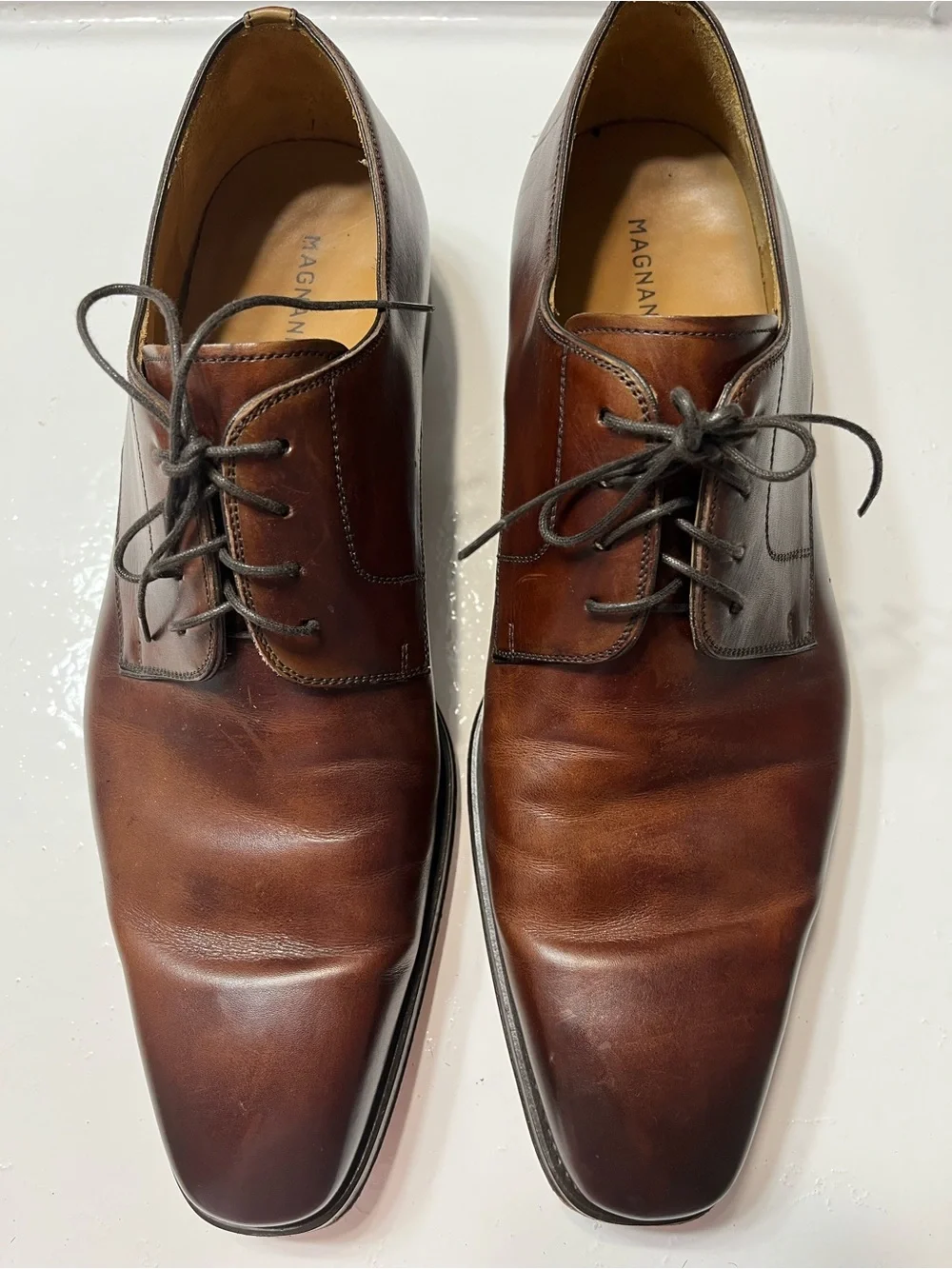 Magnanni Brown Leather Derby Oxfords
